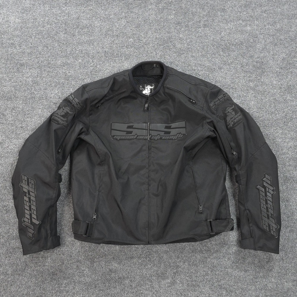 Speed And Strength Jacket Mens Large Black Textile Motorcycle Riding Biker